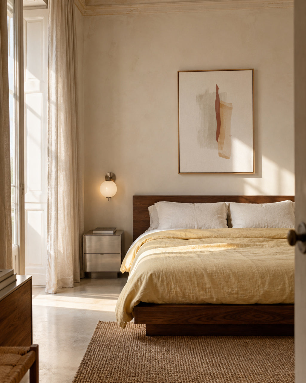 Brush strokes N 5 Warm colors - Framed canvas in an interior