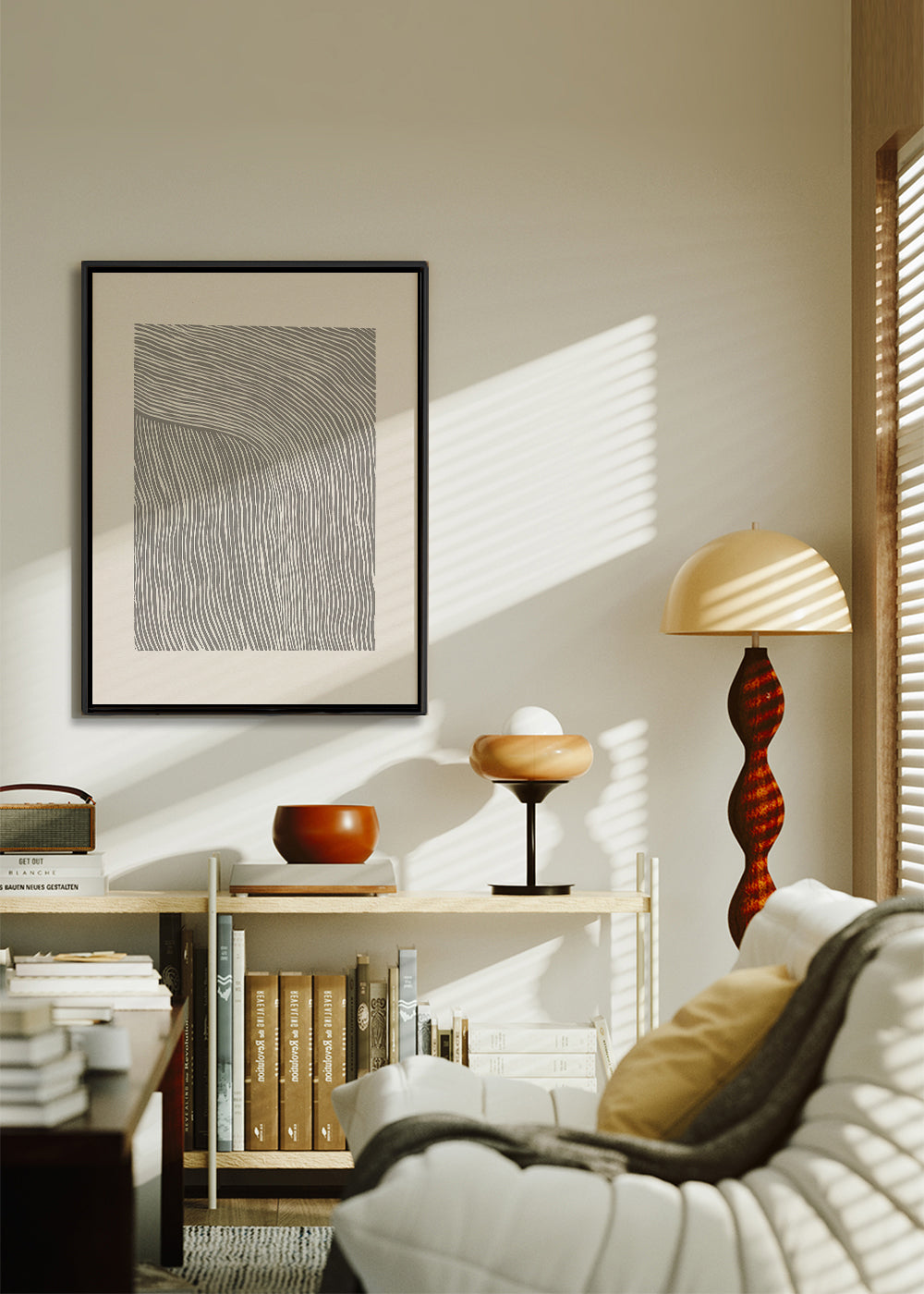 Stripes linocut Nº6 - Gray