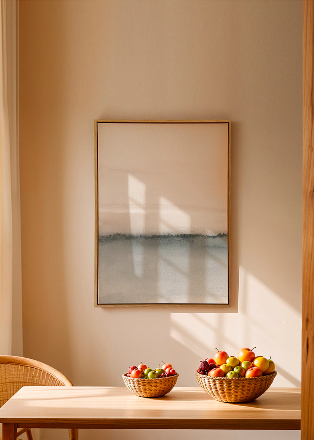 Watercolor landscape N 46 Soft coral & Gray 1/2