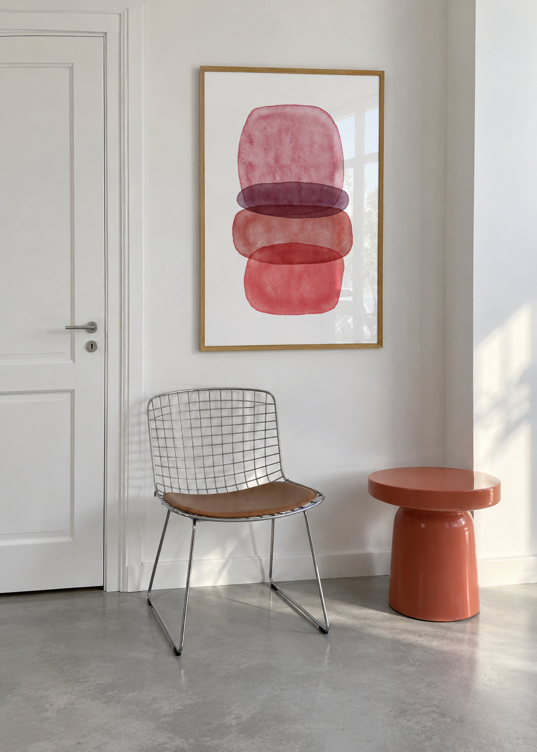 Maroon abstractions - Framed poster in an interior