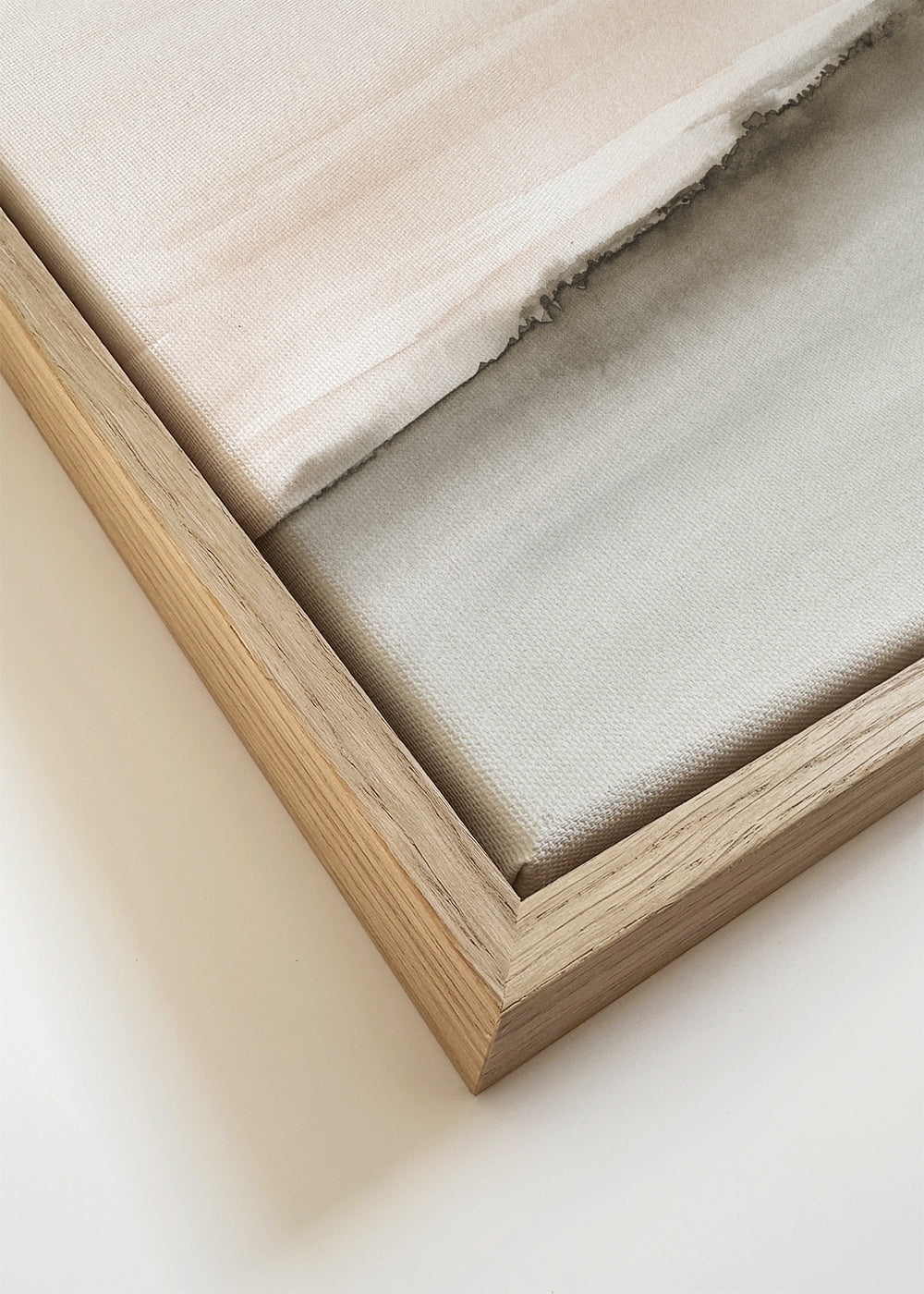 Abstract watercolor landscape in coral and sepia