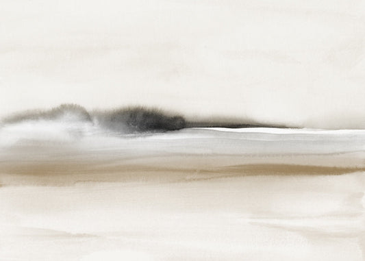 Hazy horizon in sepia and black watercolor
