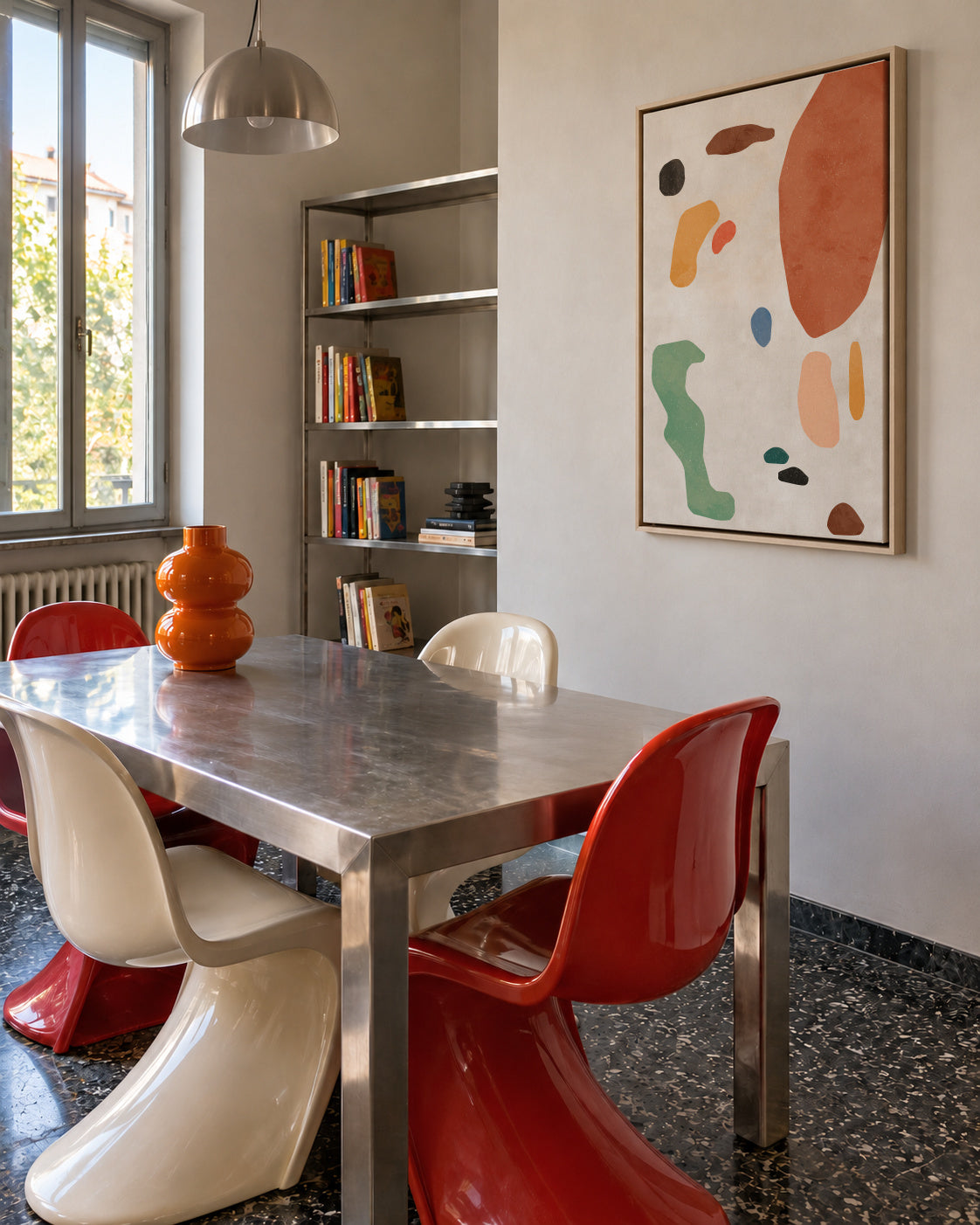 Organic Shapes Terracota 2 - Framed canvas in an interior