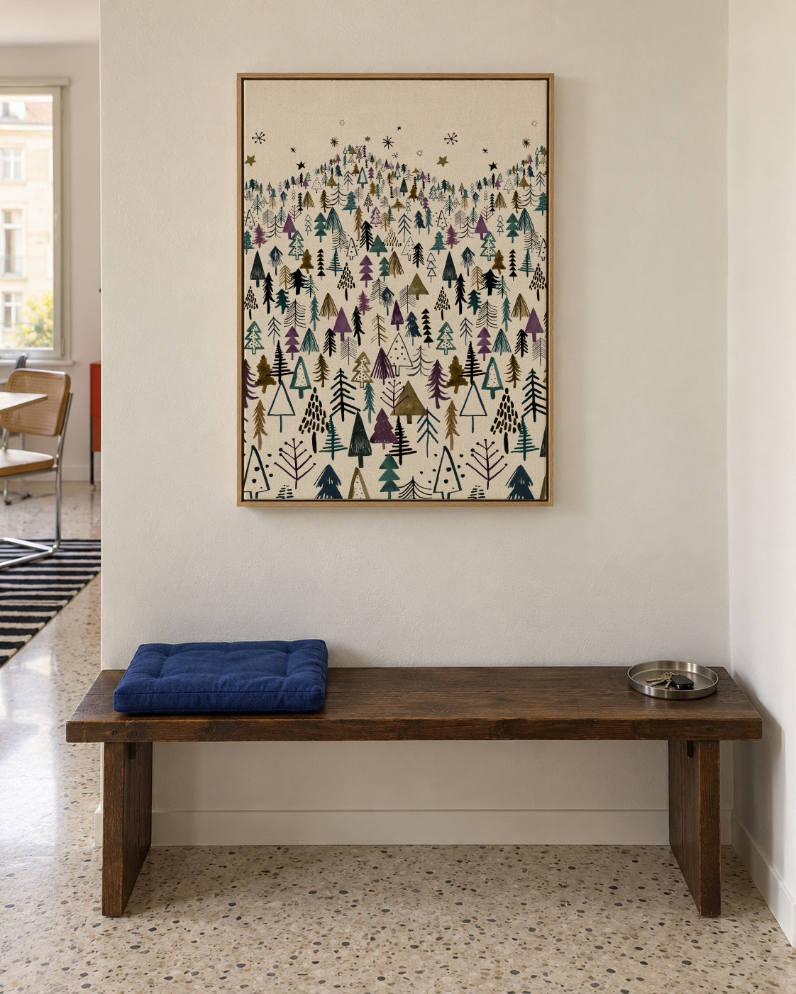 Mountain Forest Trees - Framed canvas in an interior