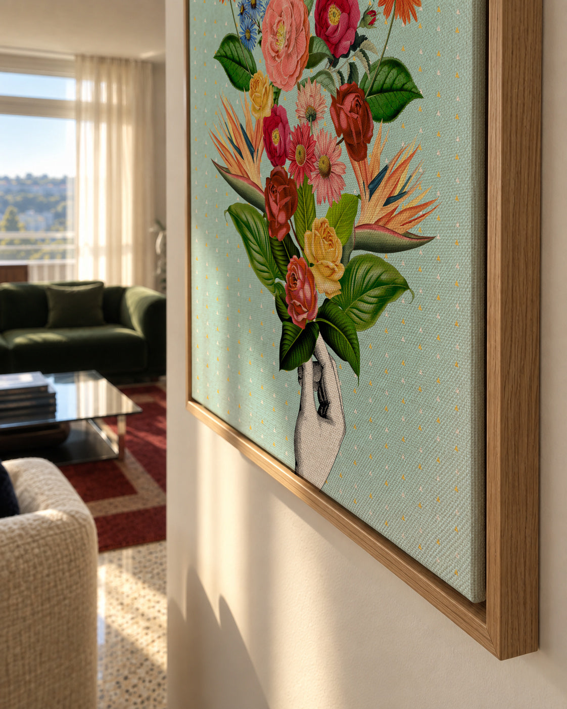 Botanical Blue - Framed canvas detail