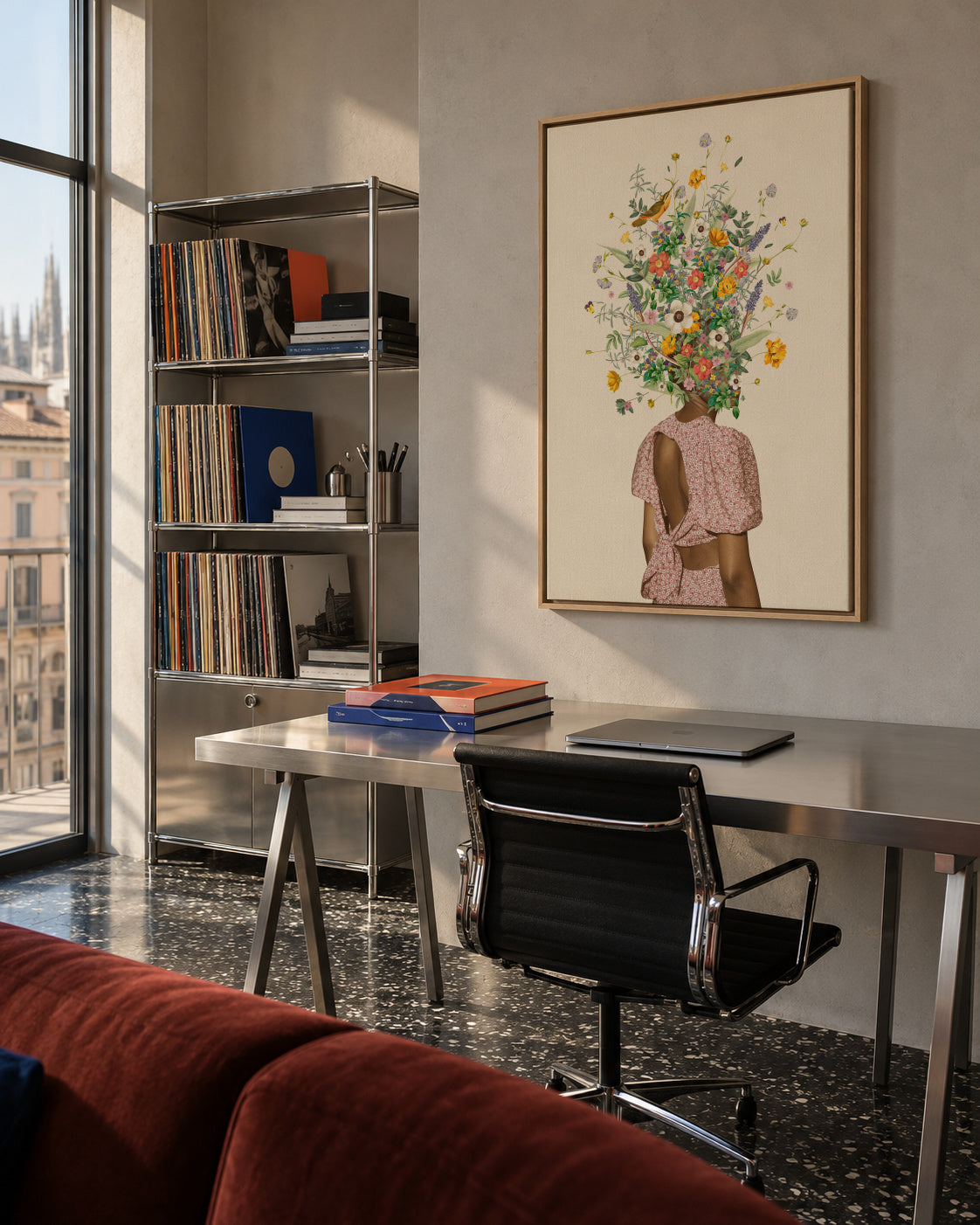 Wildflower bouquet - Framed canvas in an interior