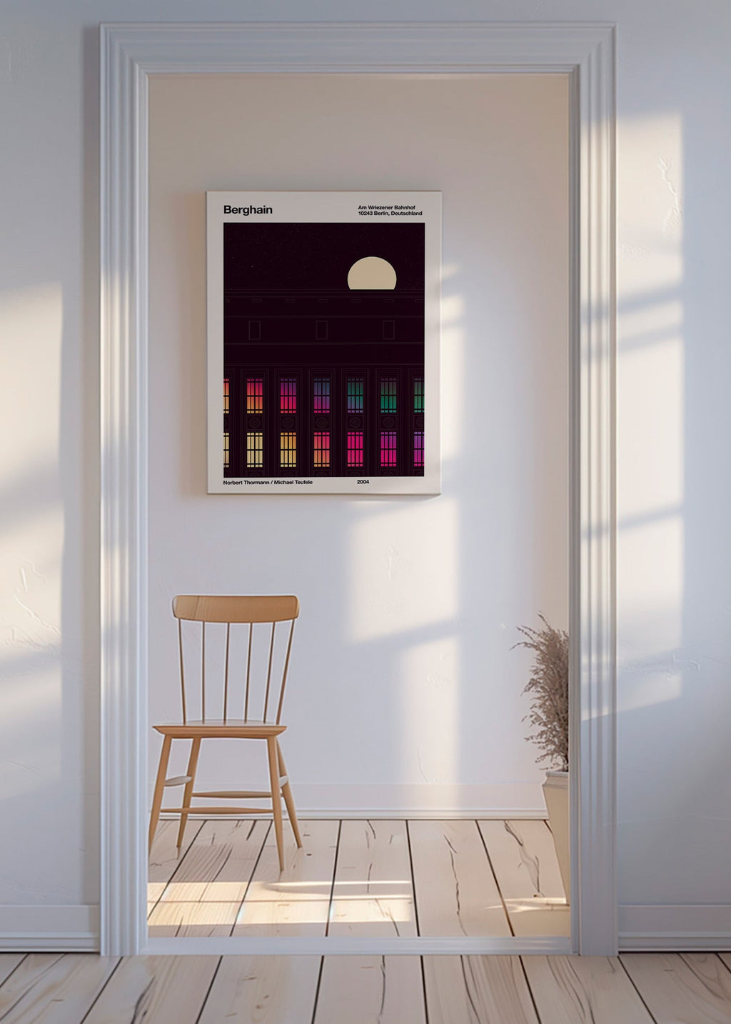 Tableau ville façade illuminée