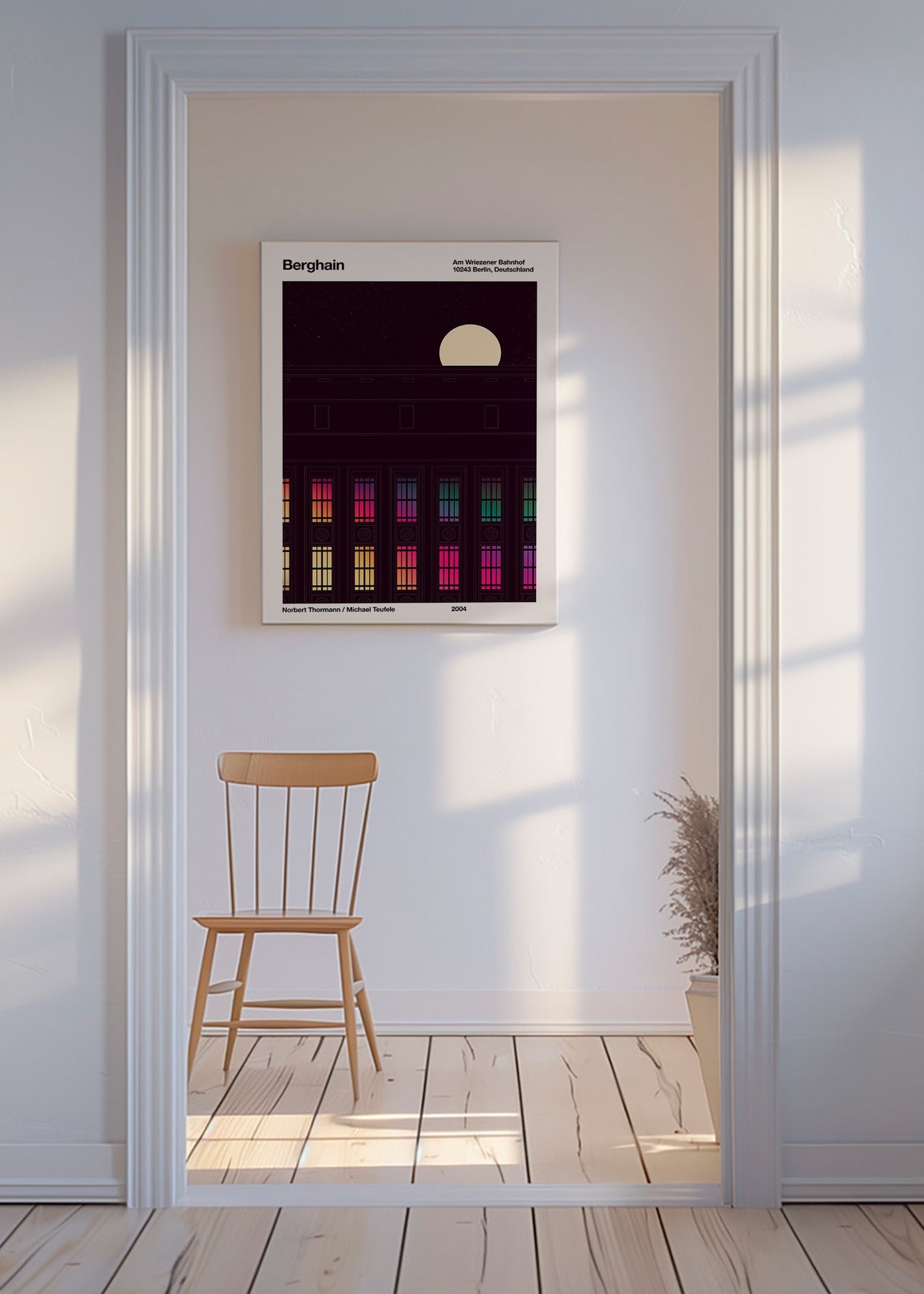 Tableau ville façade illuminée