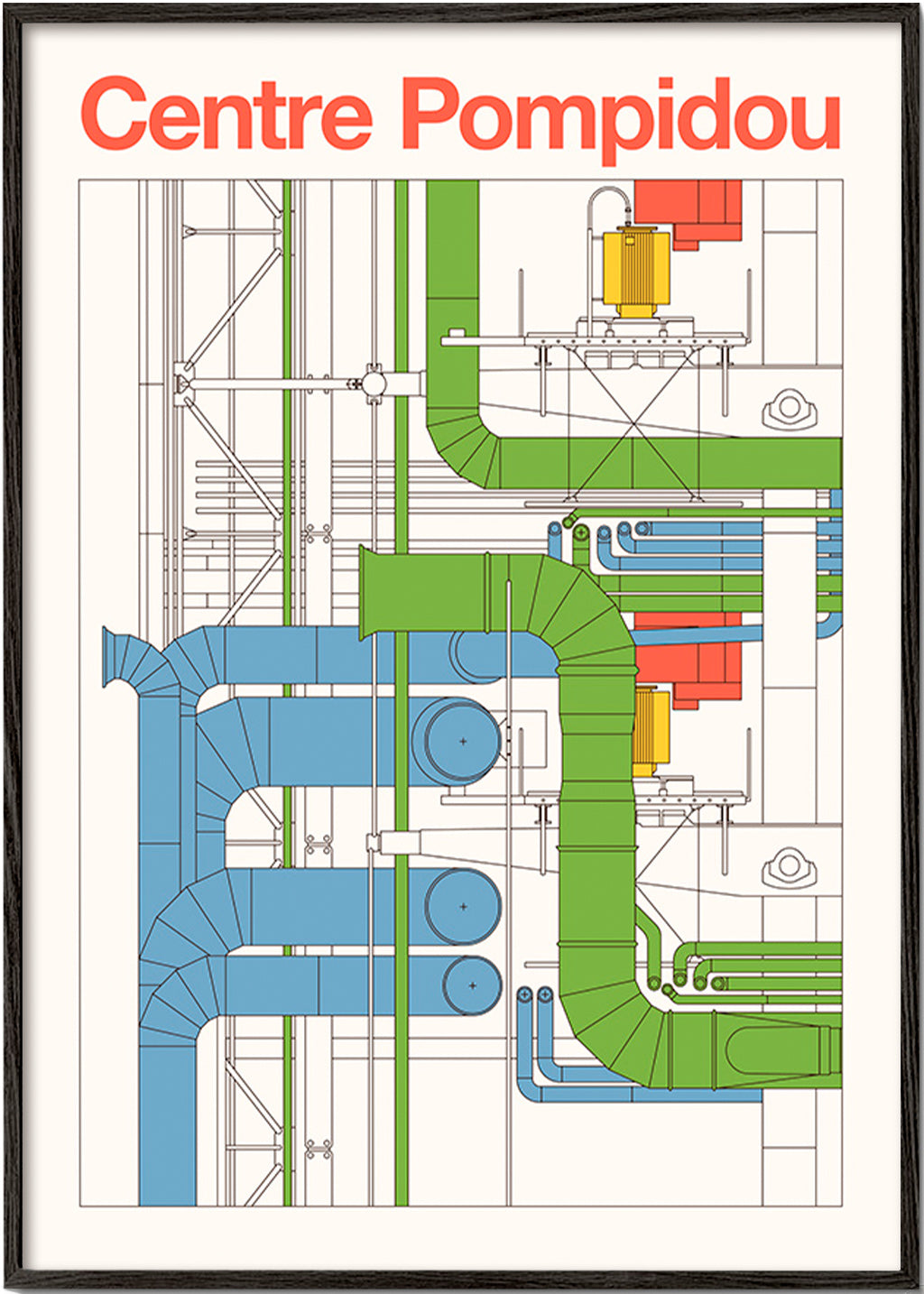 Art de ville Centre Pompidou, schéma architectural