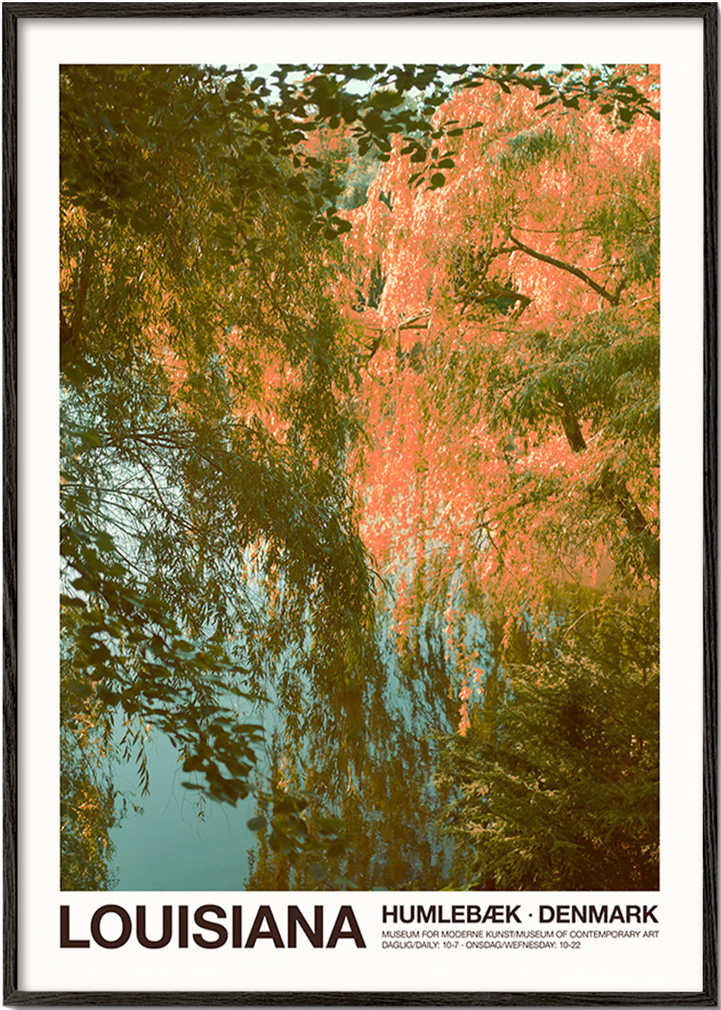 Tableau de paysage avec lac et reflets roses