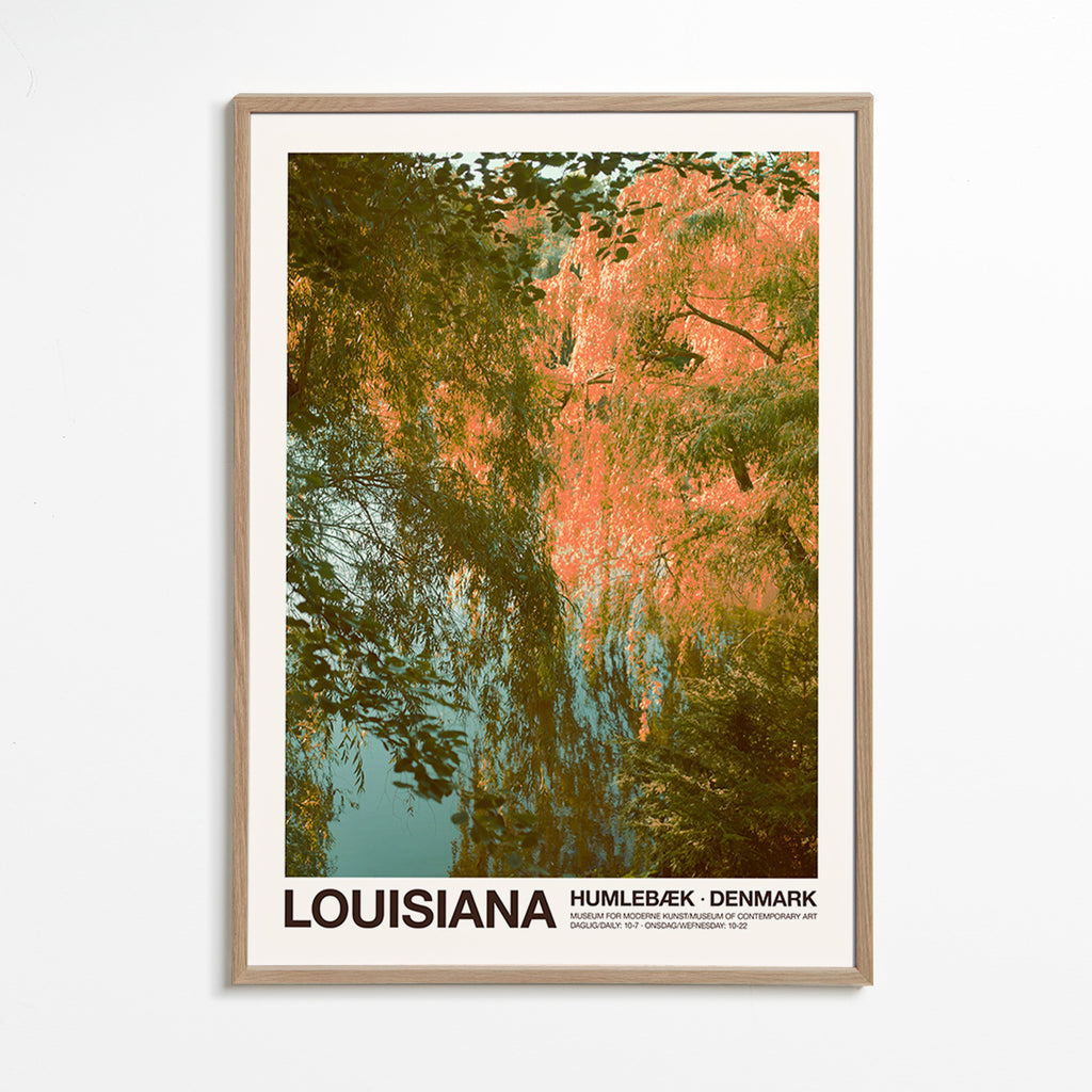 Tableau de paysage avec lac et reflets roses