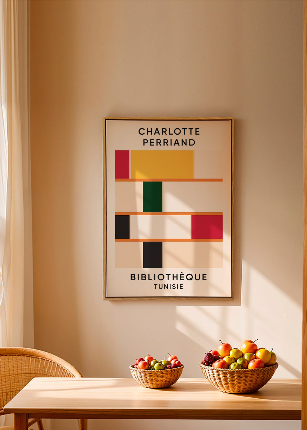 Tableau géométrique étagère en blocs de couleur