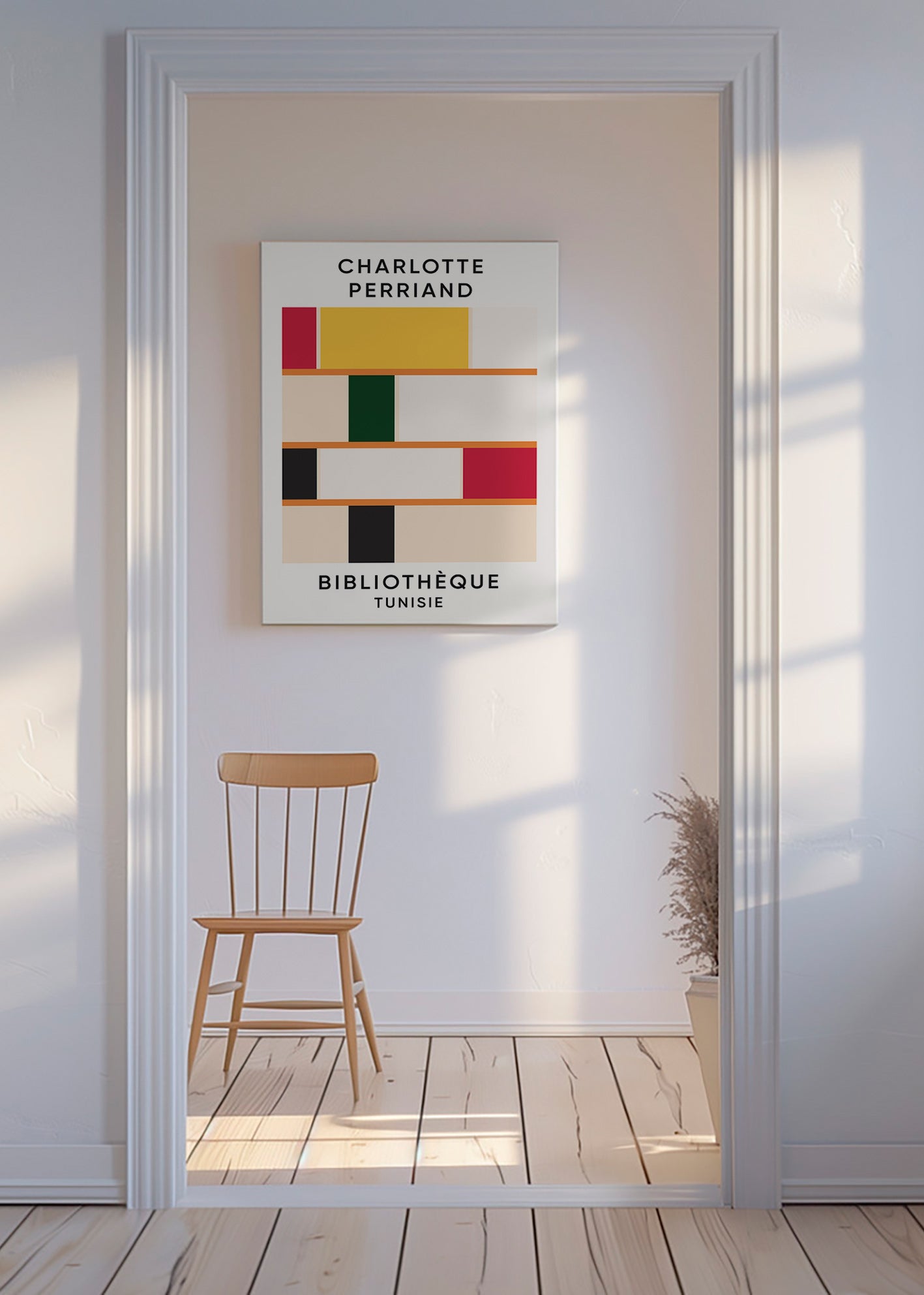 Tableau géométrique étagère en blocs de couleur