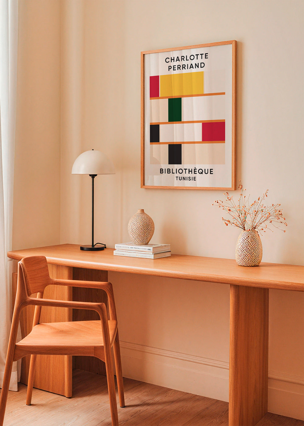Tableau géométrique étagère en blocs de couleur