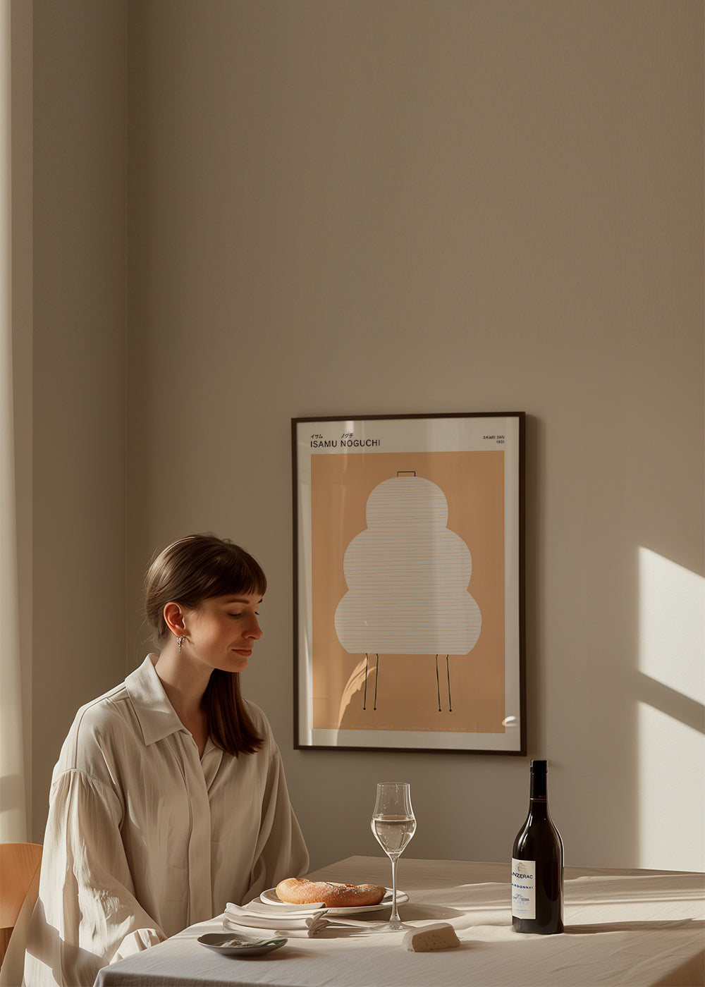Illustration Noguchi Akari en lignes minimalistes