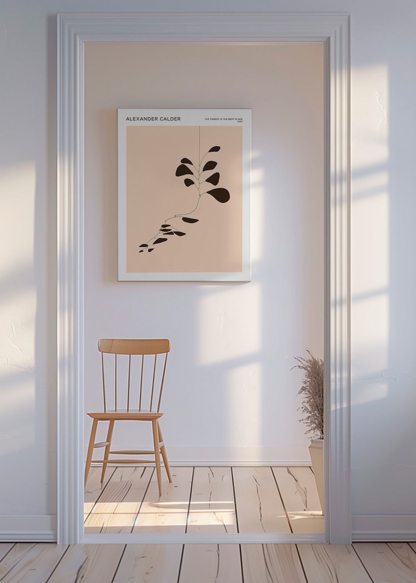 Impression botanique mobile Calder feuilles noires