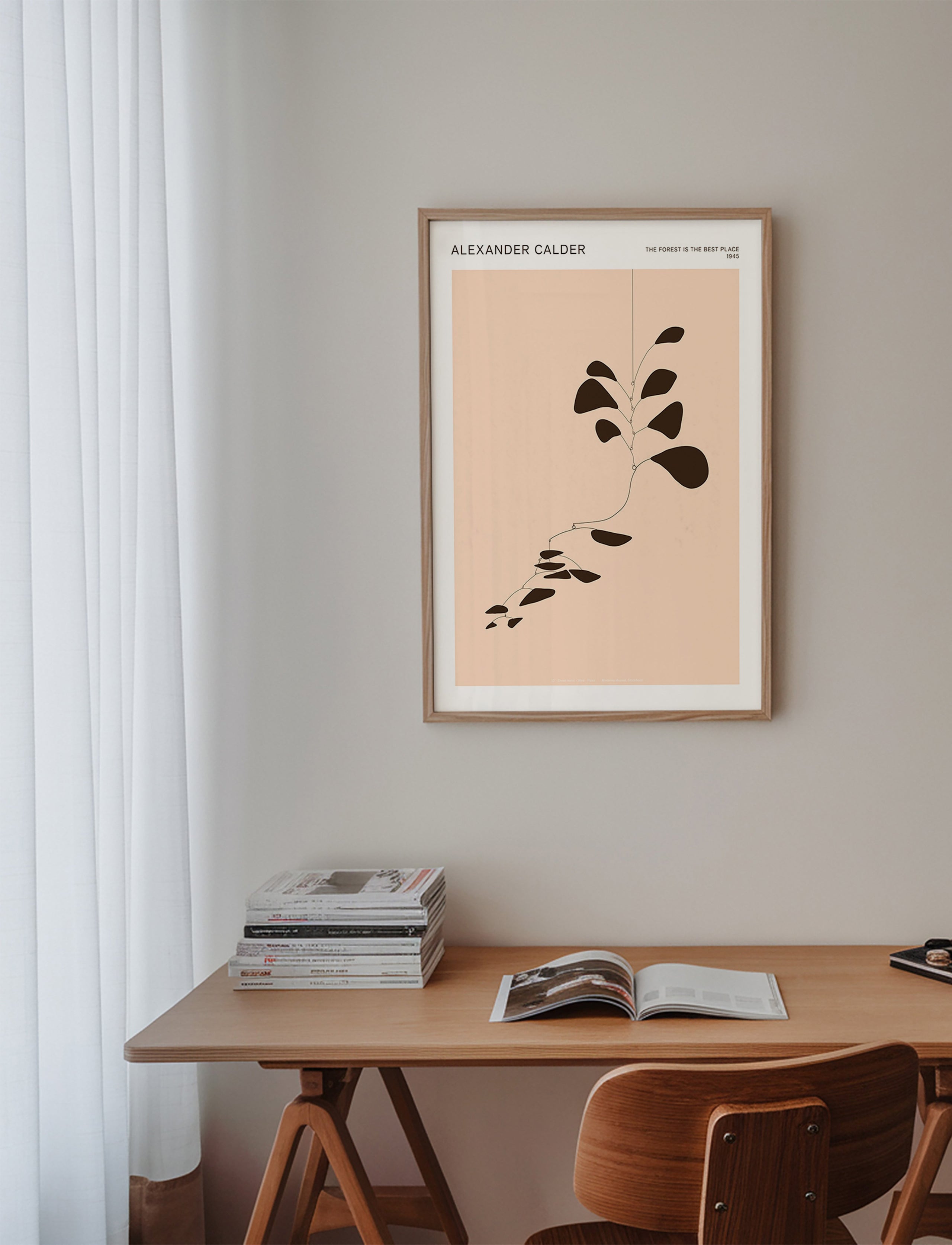 Impression botanique mobile Calder feuilles noires