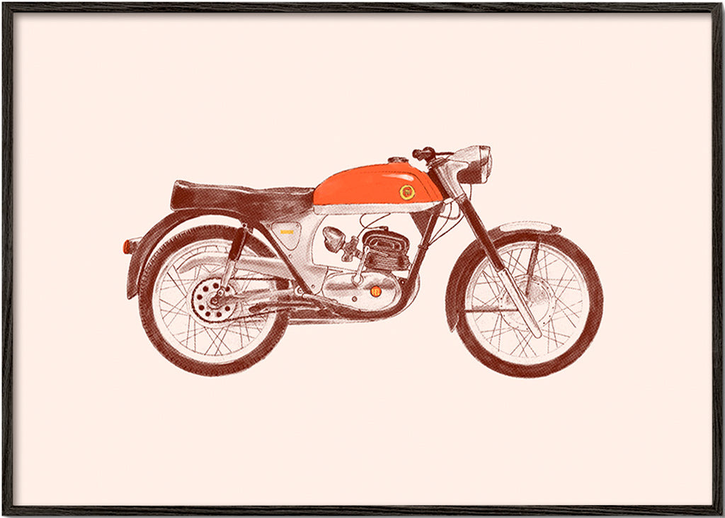 Affiche vintage moto rouge illustrée