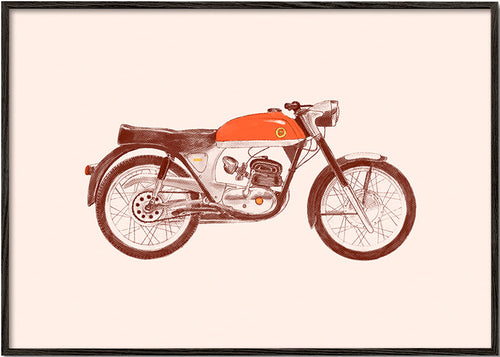 Affiche vintage moto rouge illustrée