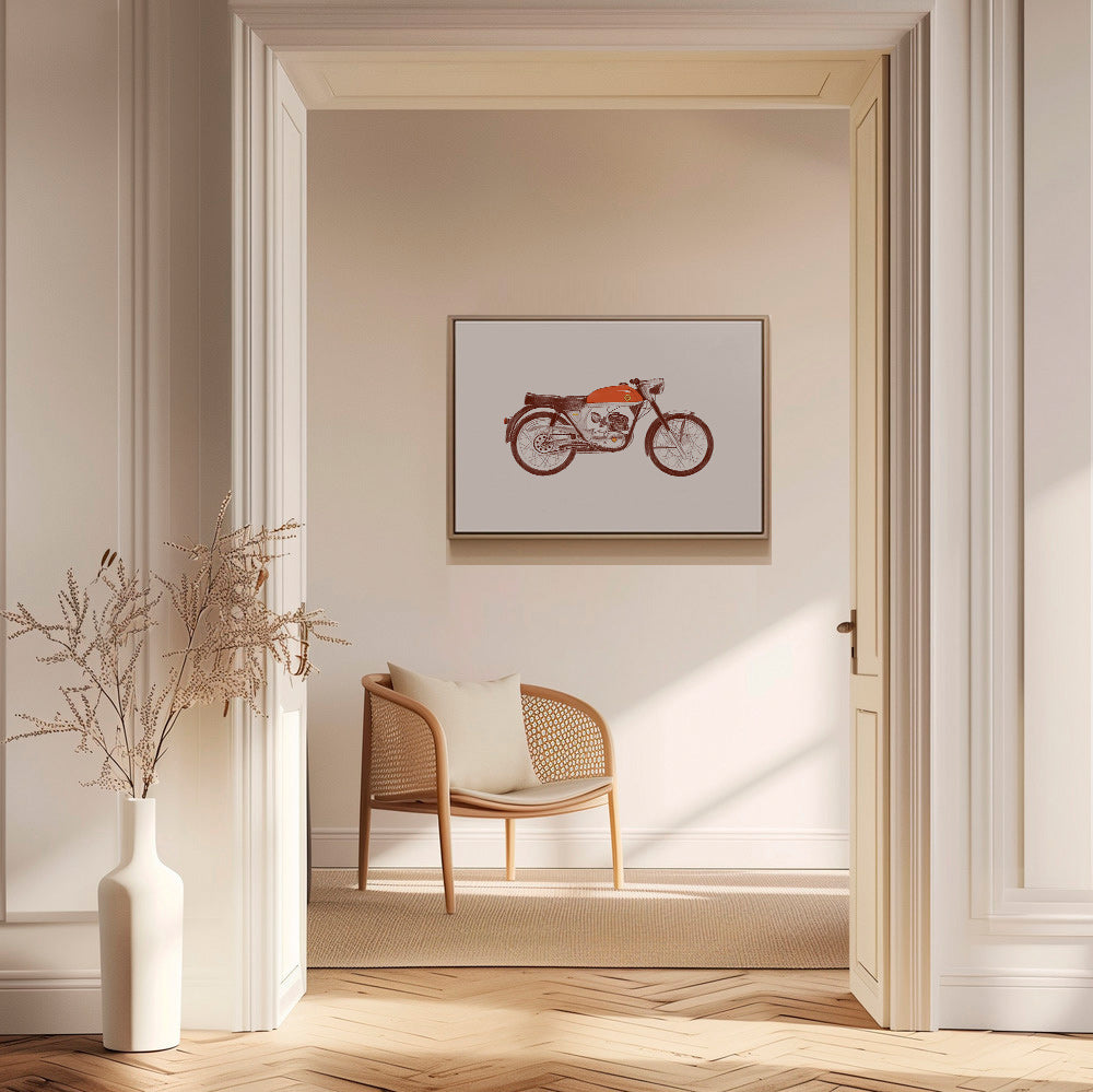 Affiche vintage moto rouge illustrée
