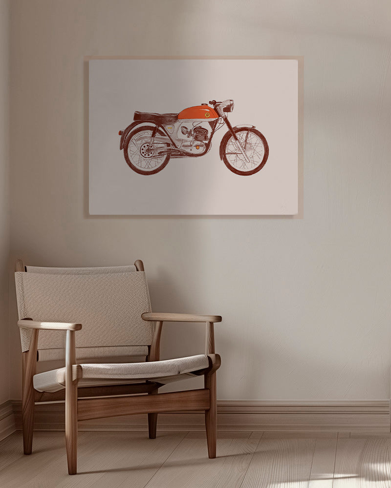 Affiche vintage moto rouge illustrée