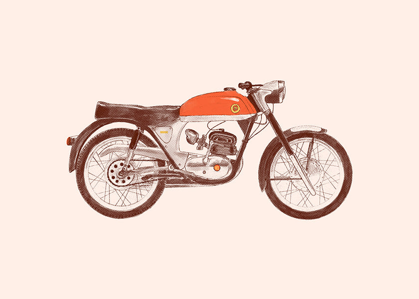 Affiche vintage moto rouge illustrée