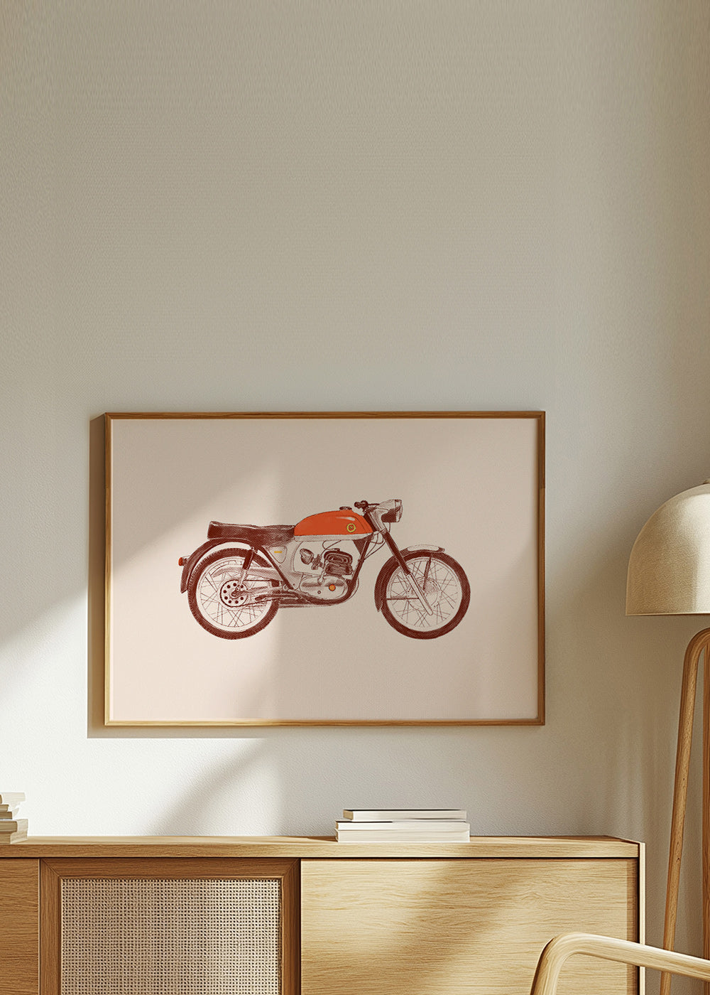 Affiche vintage moto rouge illustrée