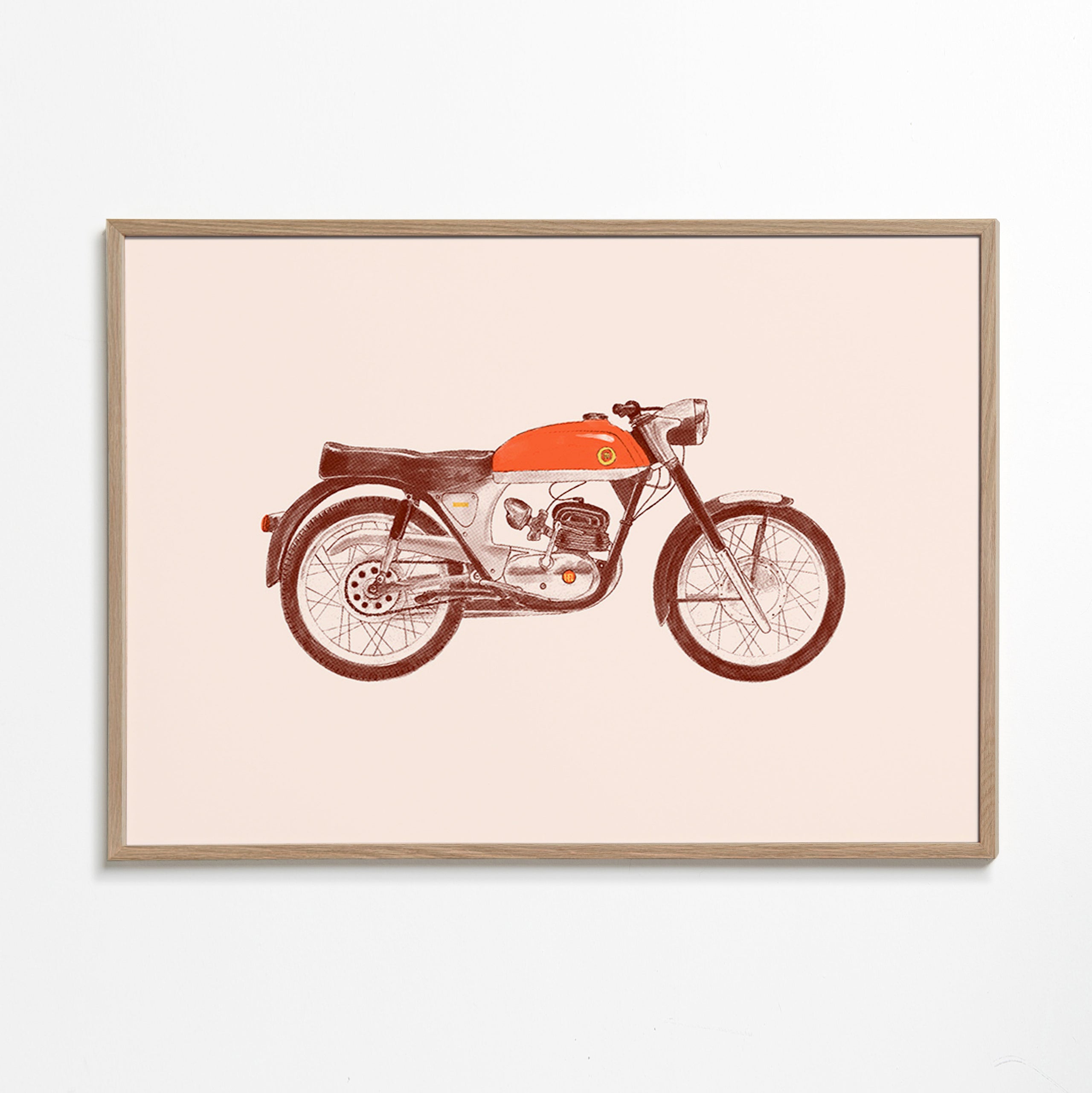 Affiche vintage moto rouge illustrée