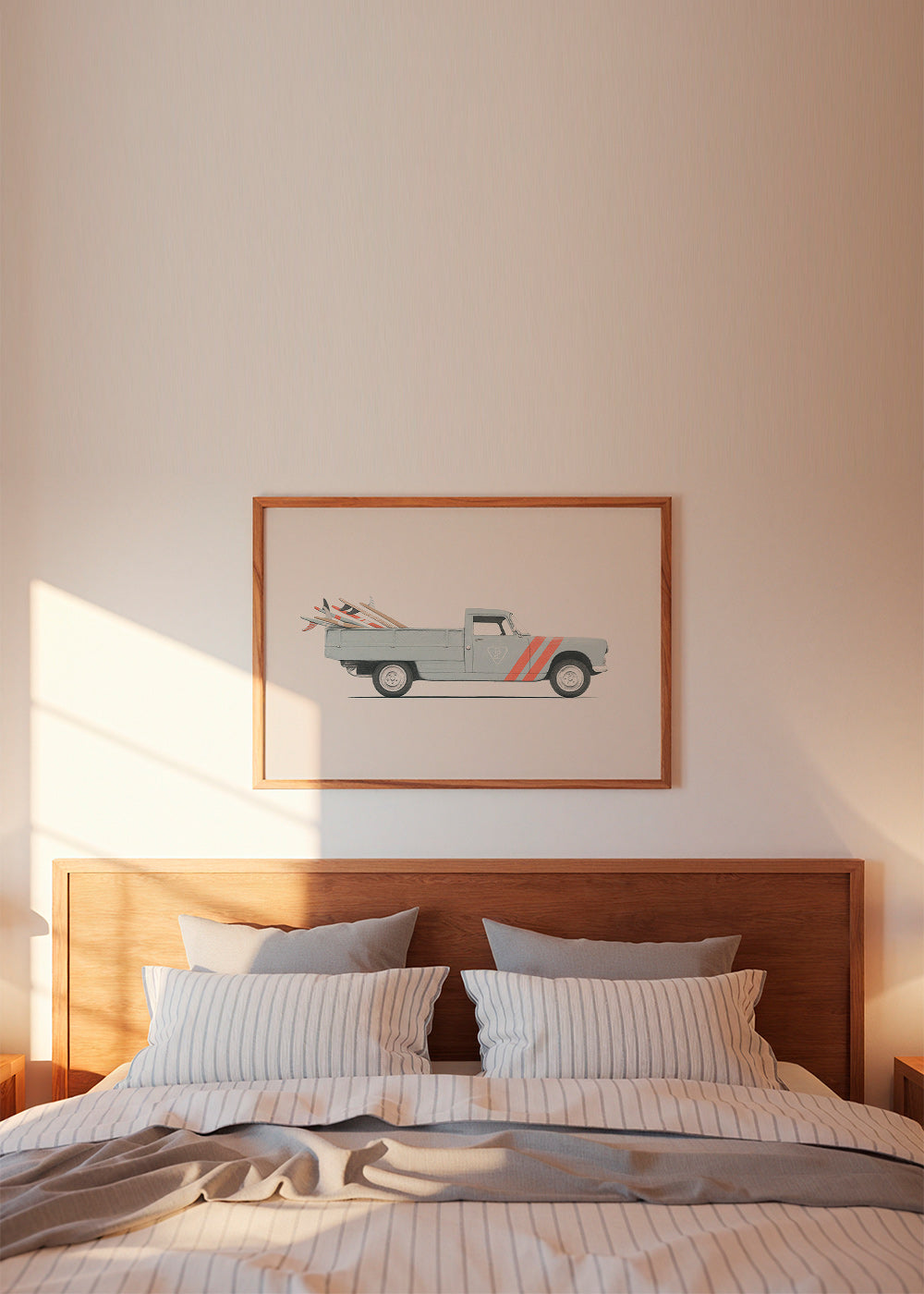 Art vintage fourgonnette avec planches de surf