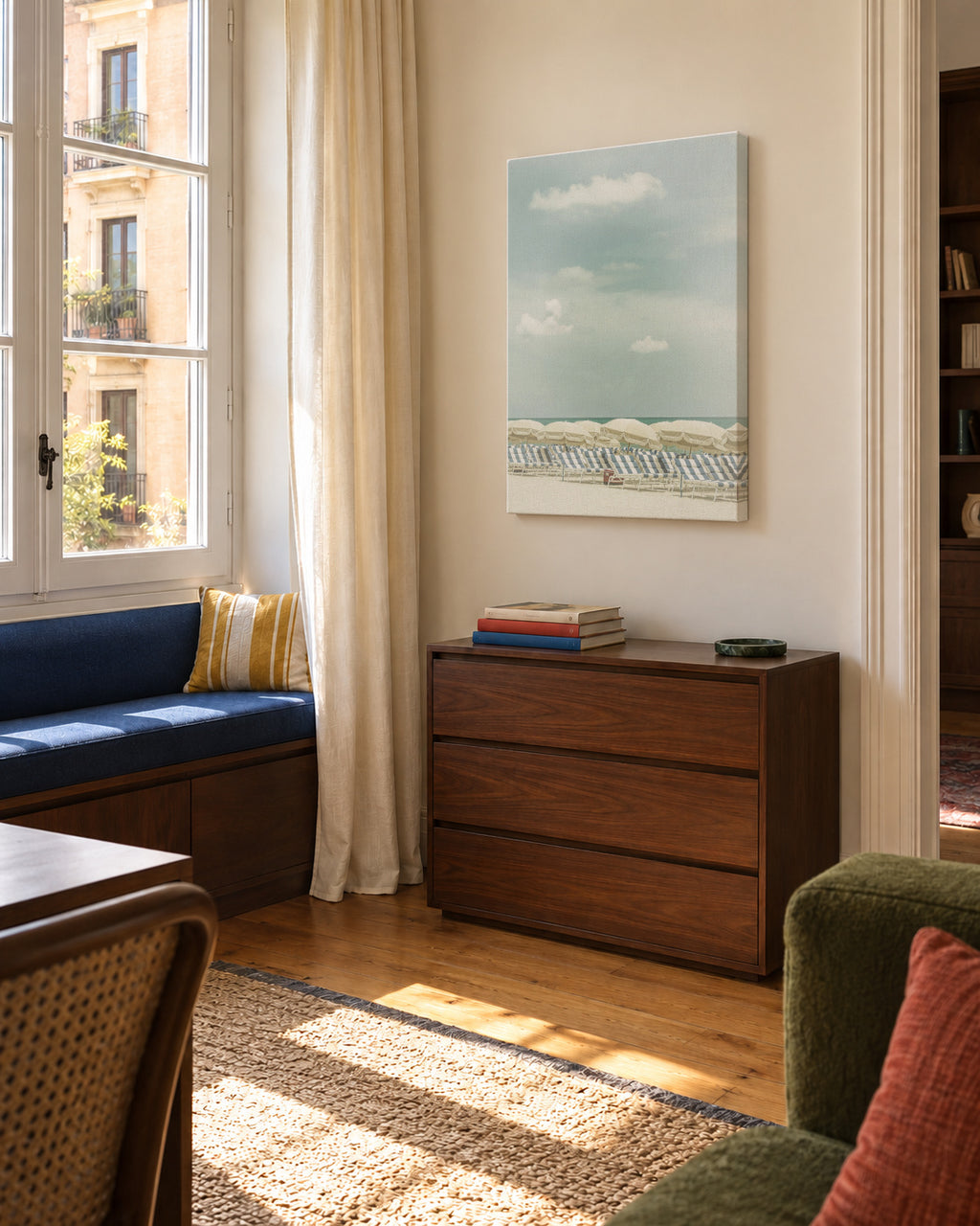 Vintage beach scene - Unframed canvas in an interior