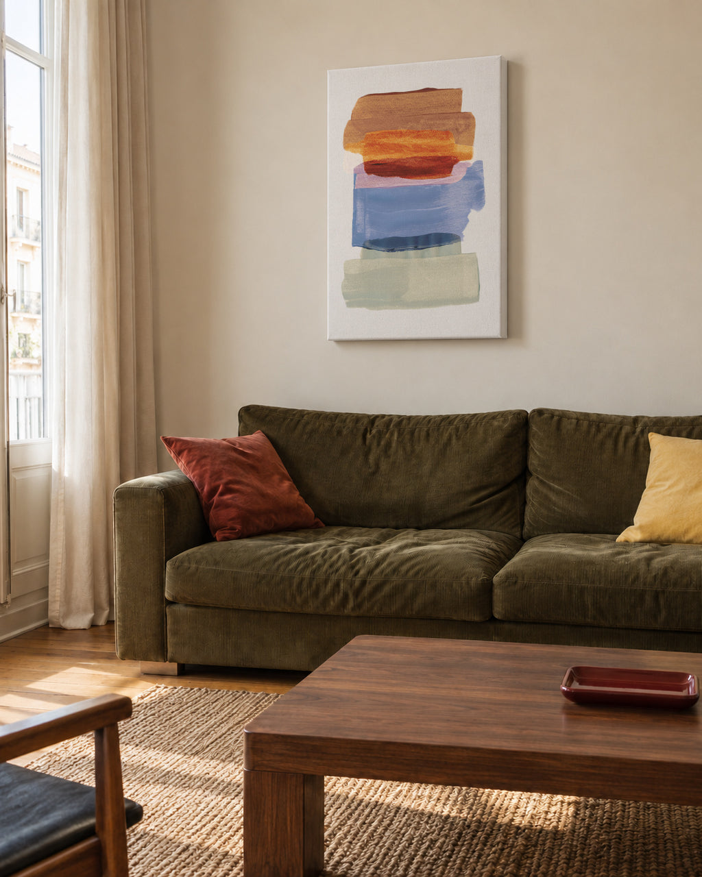 Abstract Brush Strokes 49 - Unframed canvas in an interior