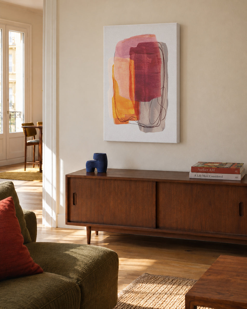 Abstract Brush Strokes 51 - Unframed canvas in an interior