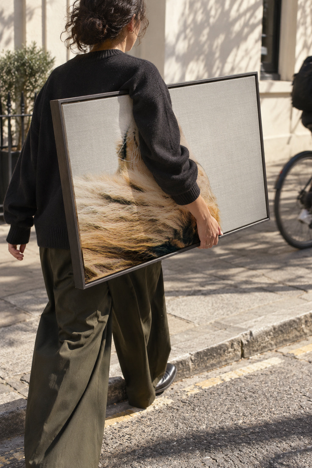 Lion Portrait - Framed canvas in an interior