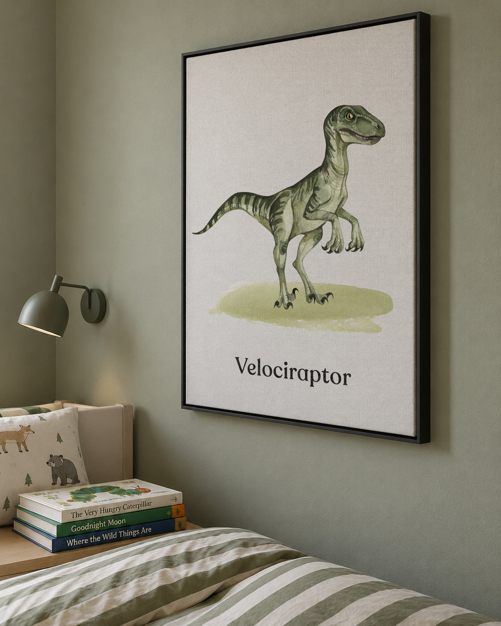 Velociraptor - Framed canvas in an interior