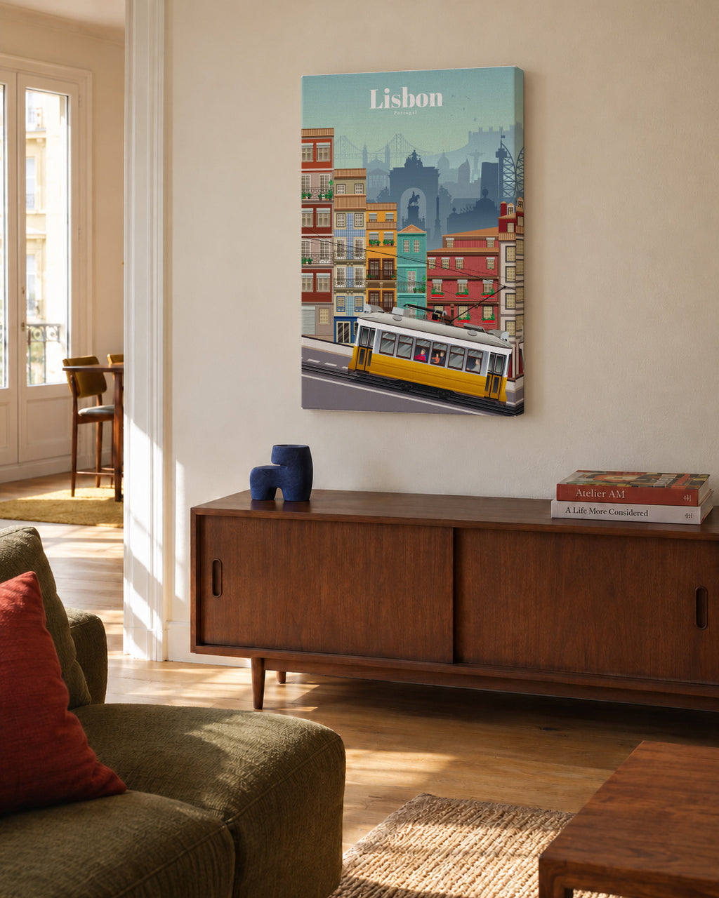 Travel to Lisbon - Unframed canvas in an interior