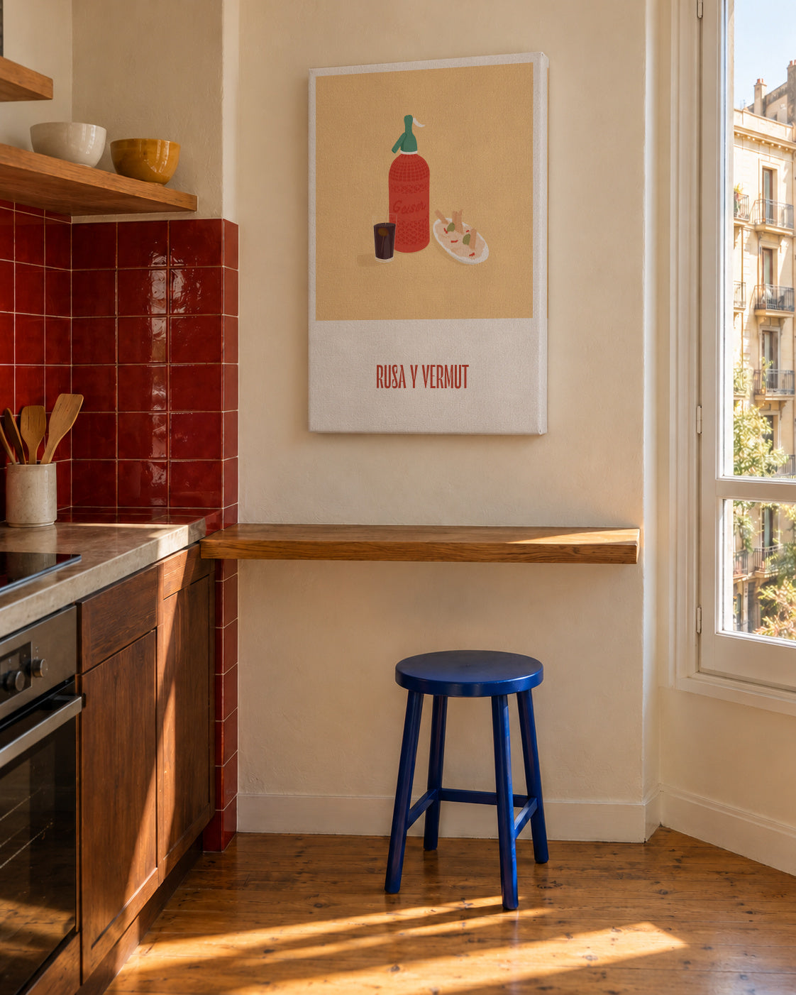 Rusa y vermut - Unframed canvas in an interior