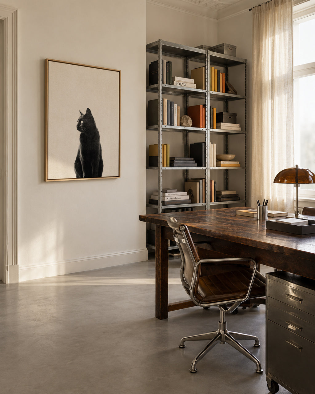 Black Cat - Framed canvas in an interior
