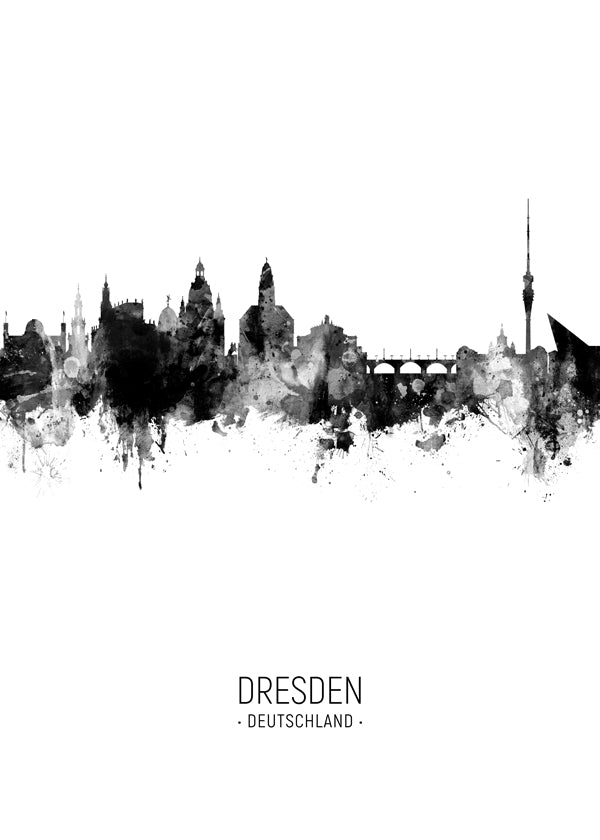 Dresden Skyline blanc et noir
