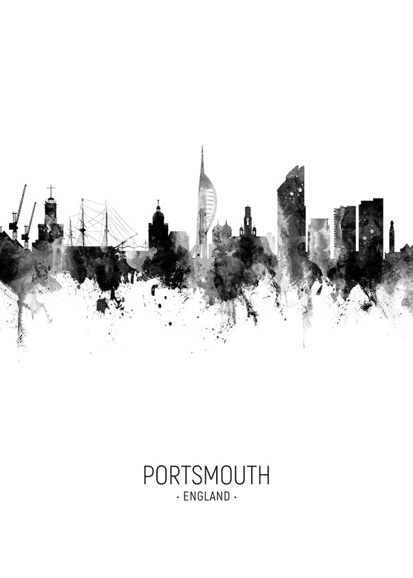 Portsmouth Skyline blanc et noir
