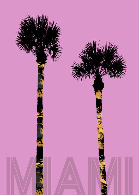 Graphic Art PALM TREES MIAMI pink
