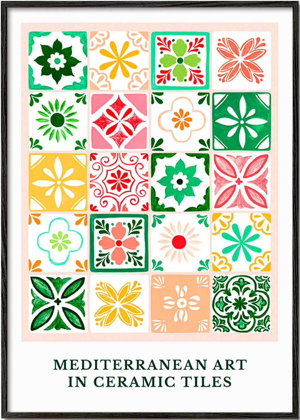 Impression botanique motifs carreaux méditerranéens