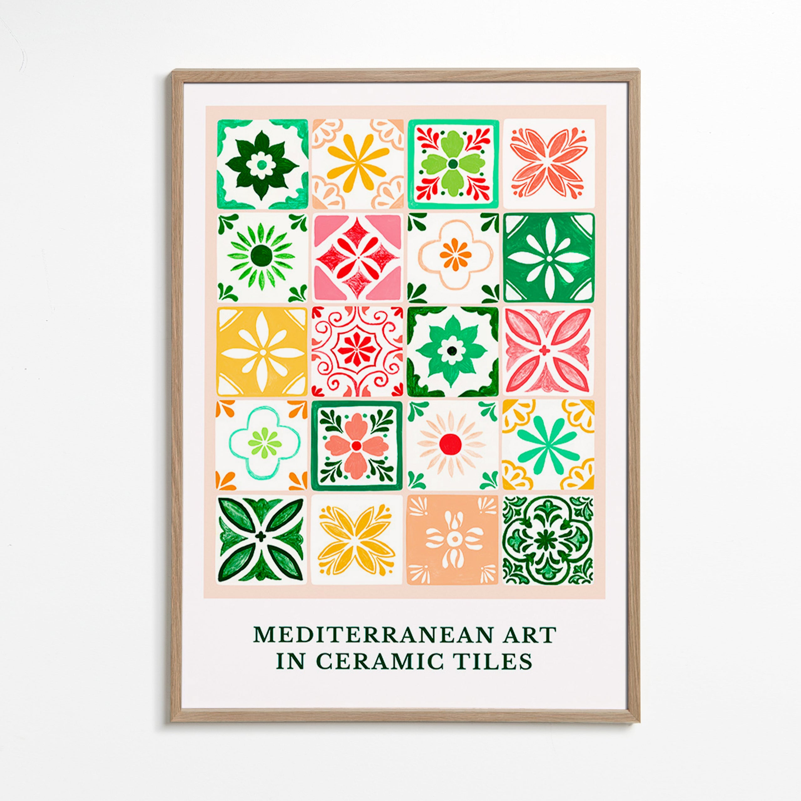 Impression botanique motifs carreaux méditerranéens