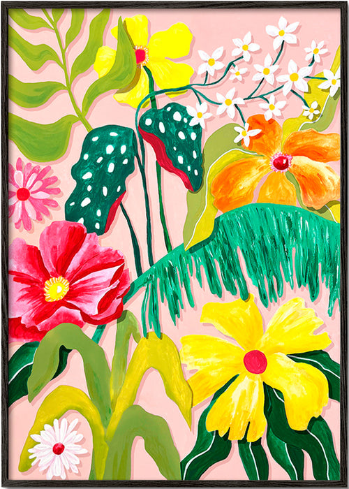Impression botanique aux fleurs vives