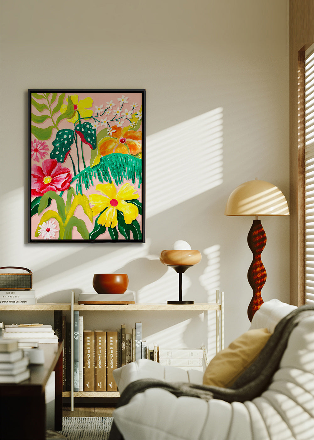 Impression botanique aux fleurs vives