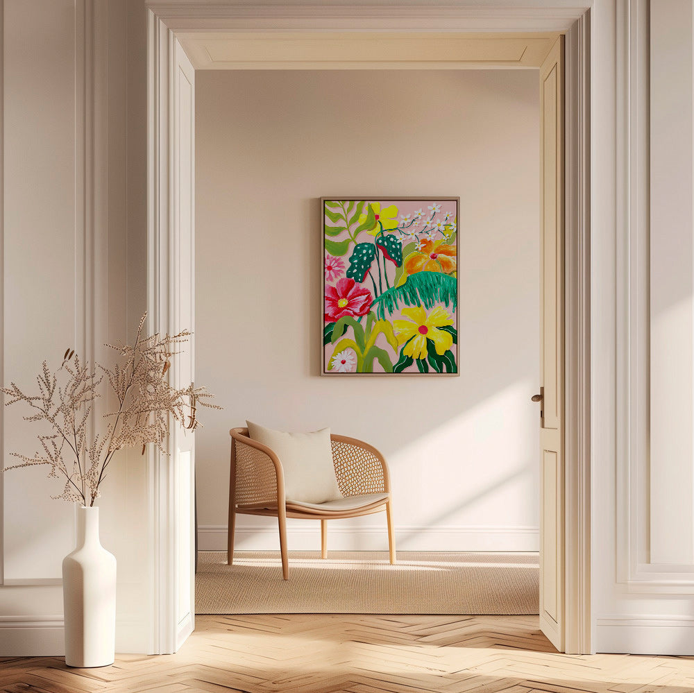 Impression botanique aux fleurs vives