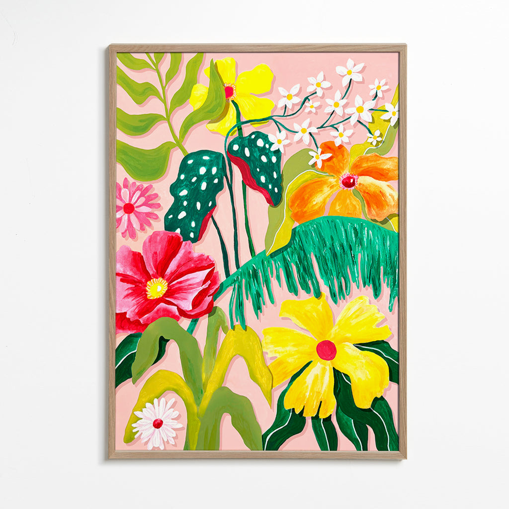 Impression botanique aux fleurs vives
