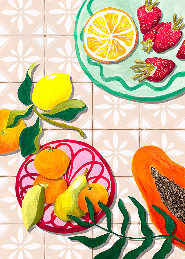 Art de cuisine: fruits et céramique