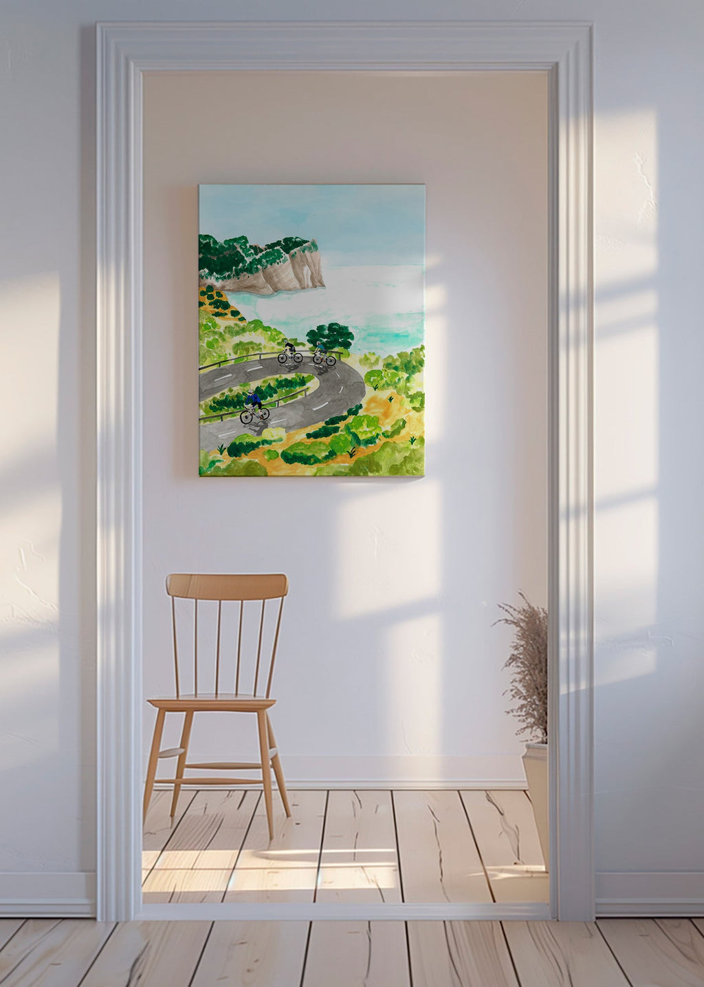 Art sportif: cyclisme en bord de mer