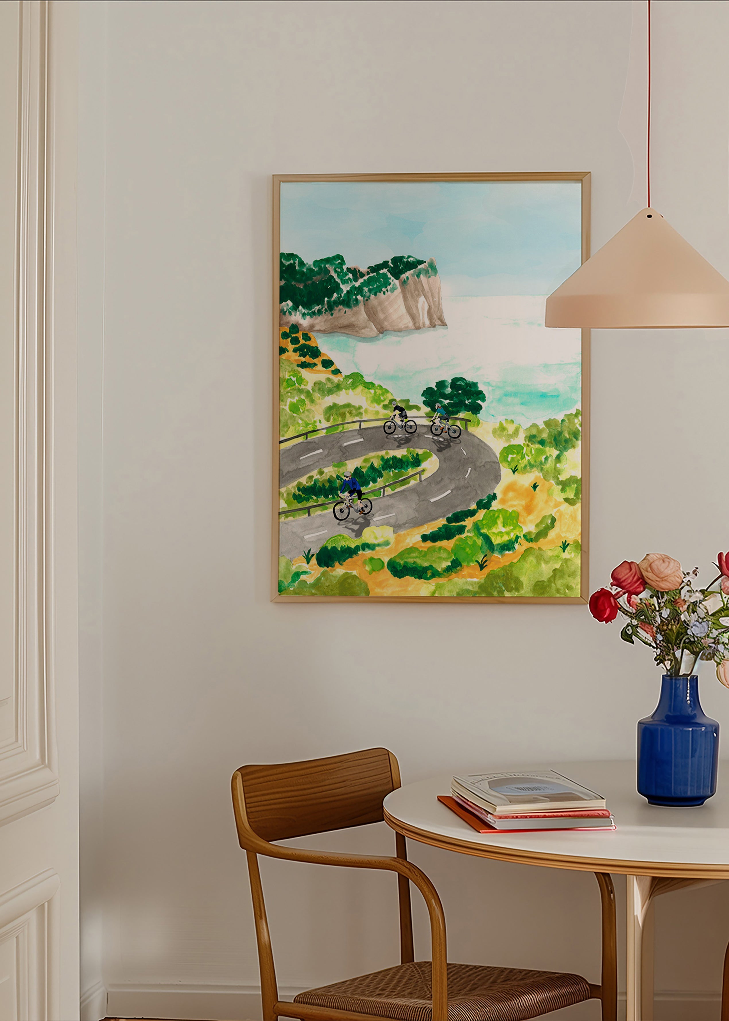 Art sportif: cyclisme en bord de mer