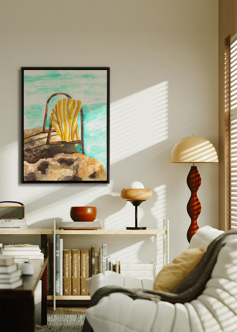 Tableau de paysage avec échelle et serviette